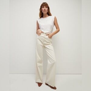 NWT Veronica Beard Taylor Relaxed Wide Leg Jeans High Rise Ecru Full Length 32